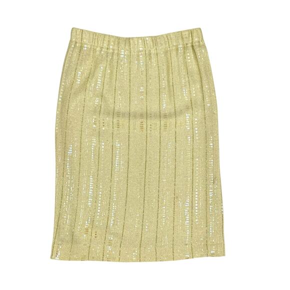 St. John Evening Canary Yellow Santana Knit Wool Blend Embellished Pencil Skirt - Picture 1 of 7